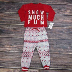 PL:Sleep NEW Toddler Baby 24M Pajama Set Christmas Snow Cute Red